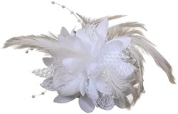 Bloemenbroche Wit met pareltjes