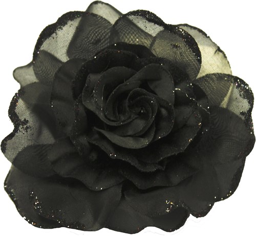 Bloemenbroche Glitter + Klem Zwart