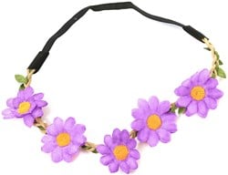 Hippie Hoofdbandje Madeliefjes Paars
