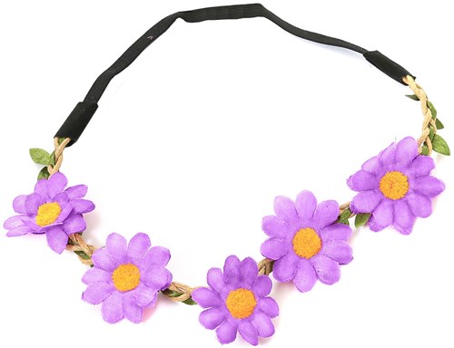 Hippie Hoofdbandje Madeliefjes Paars