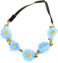 Hippie Hoofdbandje Madeliefjes Lichtblauw