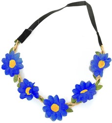 Hippie Hoofdbandje Madeliefjes Donkerblauw