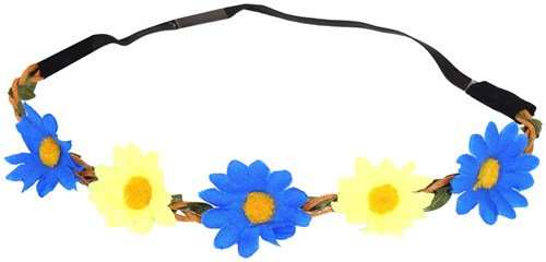 Hippie Hoofdbandje Madeliefjes Blauw-Geel