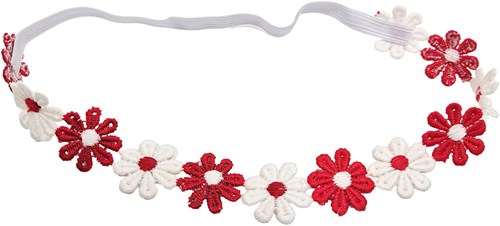 Bloemen Haarband Rood-Wit