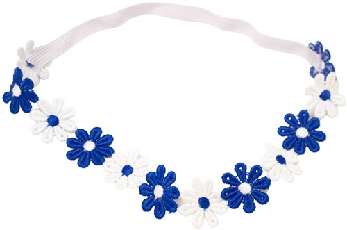 Bloemen Haarband Blauw-Wit
