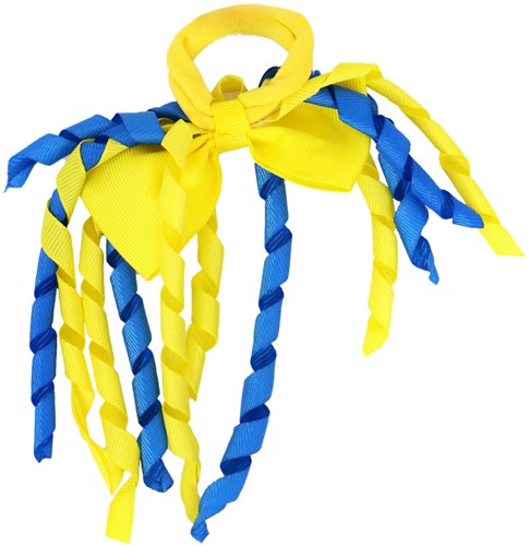 Frutsel Blauw-Geel met Elastiek en Strik