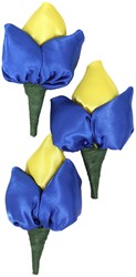 Tulpen Broche Blauw-Geel - 3st