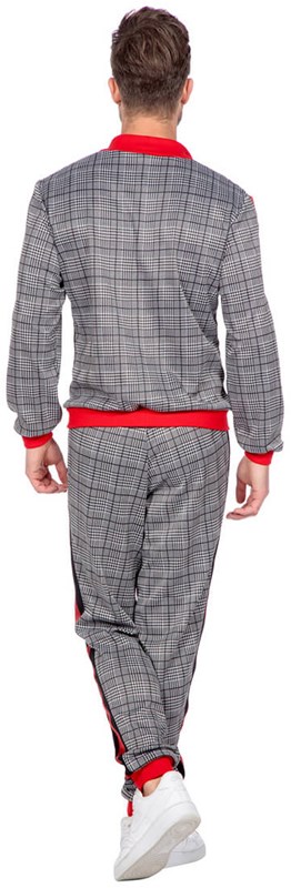 Trendy Trainingspak Rood-Grijs Geruit (achterkant)