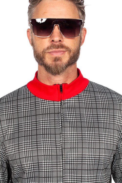 Trendy Trainingspak Rood-Grijs Geruit (detail 1)