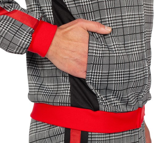 Trendy Trainingspak Rood-Grijs Geruit (detail 3)