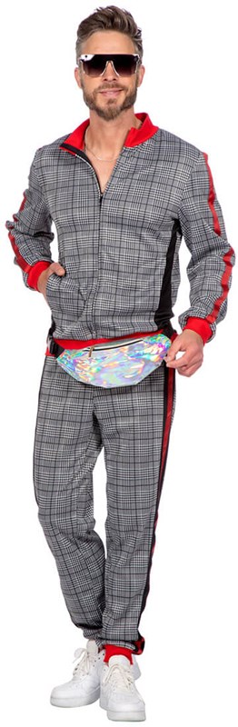 Trendy Trainingspak Rood-Grijs Geruit