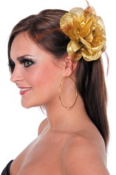Bloemenbroche+Elastiek Goud