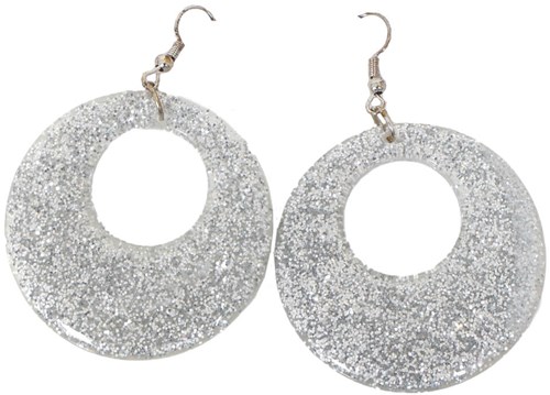 Disco Oorbellen Glitter Zilver