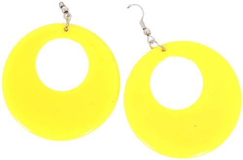 Disco Oorbellen Neon Geel