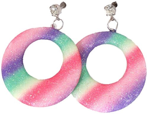 Glitter Oorbellen Rond Rainbow