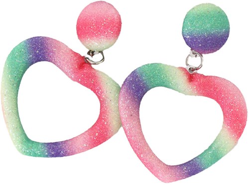 Glitter Oorbellen Hartje Rainbow