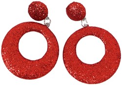 Glitter Oorbellen Rond Rood