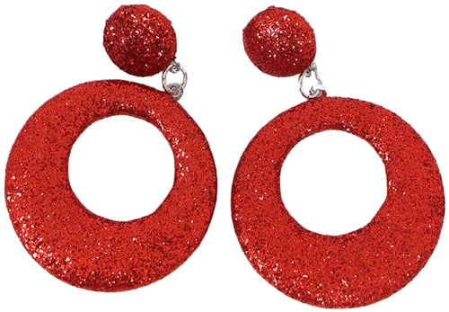 Glitter Oorbellen Rond Rood