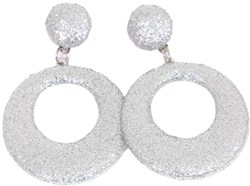 Glitter Oorbellen Rond Zilver