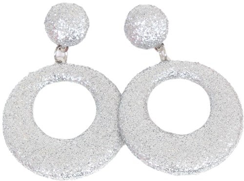 Glitter Oorbellen Rond Zilver