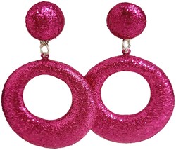Glitter Oorbellen Rond Pink