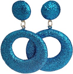 Glitter Oorbellen Rond Turquoise