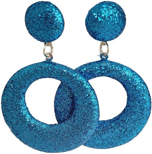 Glitter Oorbellen Rond Turquoise