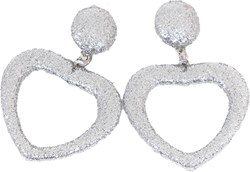 Glitter Oorbellen Hartje Zilver