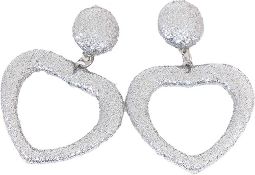 Glitter Oorbellen Hartje Zilver