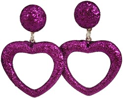 Glitter Oorbellen Hartje Paars