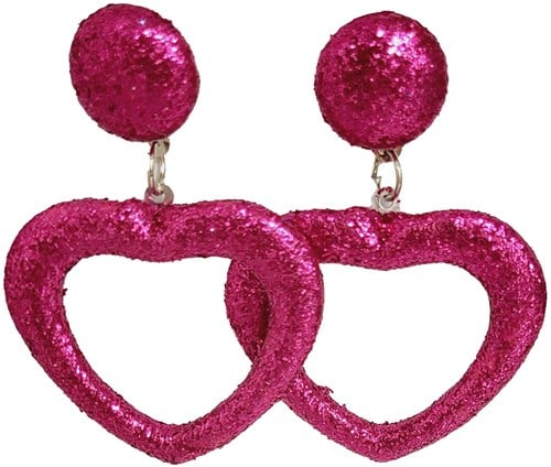 Glitter Oorbellen Hartje Pink