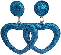 Glitter Oorbellen Hartje Turquoise