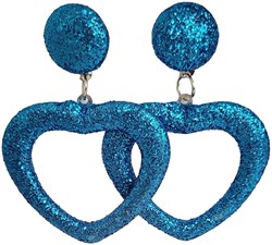 Glitter Oorbellen Hartje Turquoise