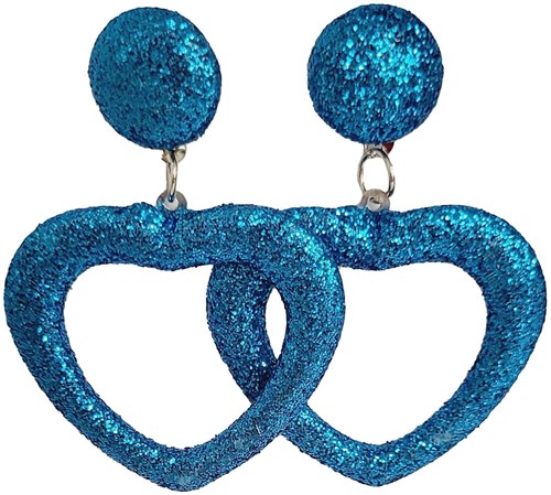 Glitter Oorbellen Hartje Turquoise