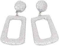 Glitter Oorbellen Vierkant Zilver