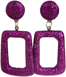 Glitter Oorbellen Vierkant Paars