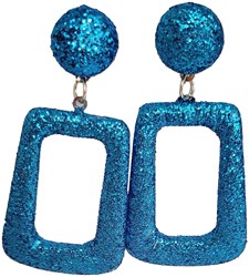Glitter Oorbellen Vierkant Turquoise