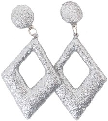 Glitter Oorbellen Ruit Zilver