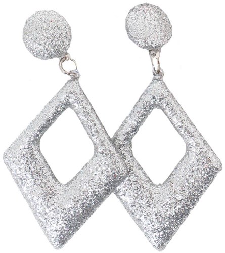 Glitter Oorbellen Ruit Zilver
