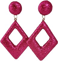 Glitter Oorbellen Ruit Pink