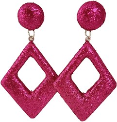 Glitter Oorbellen Ruit Pink