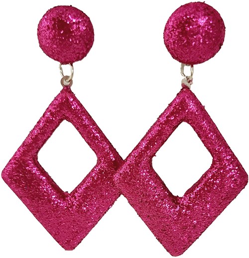 Glitter Oorbellen Ruit Pink