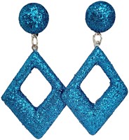 Glitter Oorbellen Ruit Turquoise