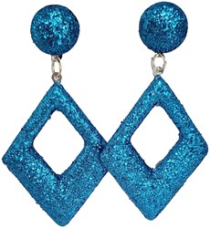 Glitter Oorbellen Ruit Turquoise