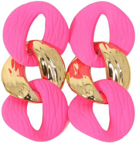 Schakel Oorbellen Goud-Pink