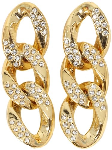 Schakel Oorbellen Goud-Strass