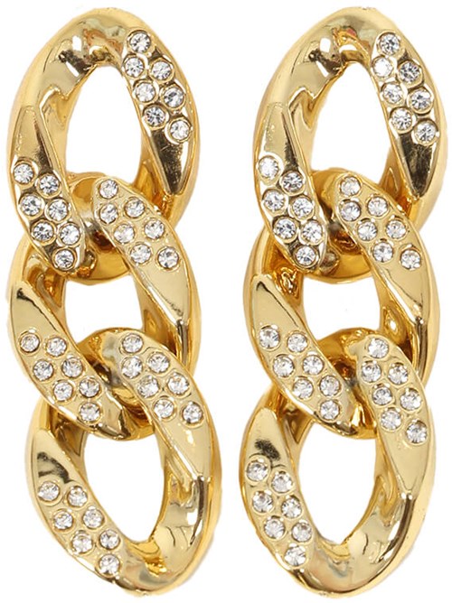 Schakel Oorbellen Goud-Strass