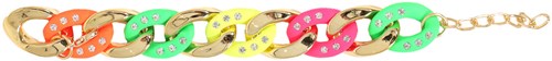 Schakel Armband Goud-Neon Kleuren