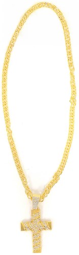 Hiphop Ketting Kruis Luxe Goud + Strass