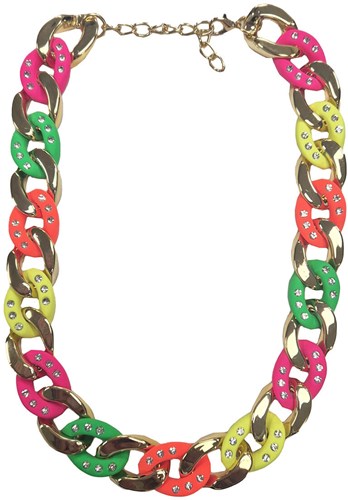 Schakel Ketting Goud-Neon Kleuren